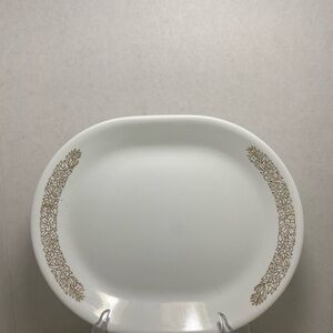 Vintage Brown CORELLE Woodland pattern oval serving platter plate 12 x 10